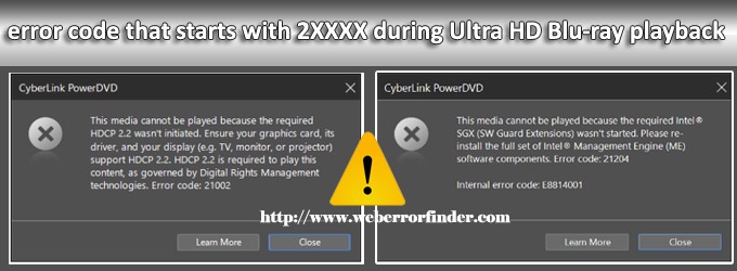 Ultra HD Blue Ray play back Error message